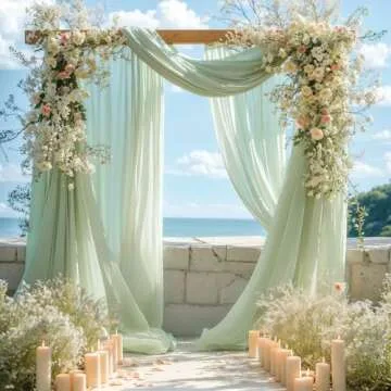 PARTISKY Wedding Arch Draping Fabric, 1 Panel 28" x 19Ft Sage Green Sheer Fabric Drapes Backdrop Curtain for Wedding Ceremony Party Ceiling Decor（1 Panel）, Sage Green
