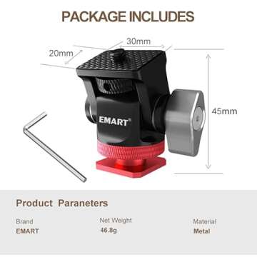 EMART Metal Camera Monitor Mount Holder- Locking Knob & Cold Shoe for 5 / 7inch Field Monitor, Support Tilt and Swivel, Adjustable for Camera, Video Shooting, Photography