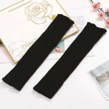 CHUNG Adult Women Juniors Knitted Leg Warmers 16.5" Neon Party Accessory (One Size, black-1)