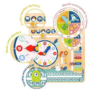 Pidoko Kids Montessori Toys - All About Today Learning Board - Educational Toy for Toddlers