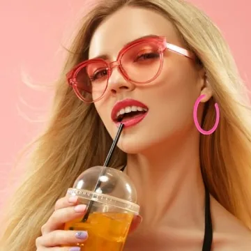 Vibrant Hot Pink Hoop Earrings for Retro Style Lovers