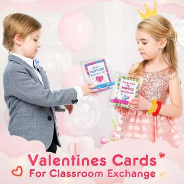 LACCHOUFEE Valentines Day Gifts Cards for Kids, 28 Pack Greeting Cards with Pop Tubes for Classroom ...