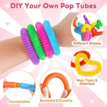 LACCHOUFEE Valentines Day Gifts Cards for Kids, 28 Pack Greeting Cards with Pop Tubes for Classroom Gift Exchange, Stress Fidget Toys Bulk Toys for School Class Preschool Valentines Kids party favors