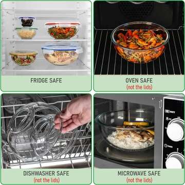 Nesting Glass Mixing Bowls with Lids - Set of 5