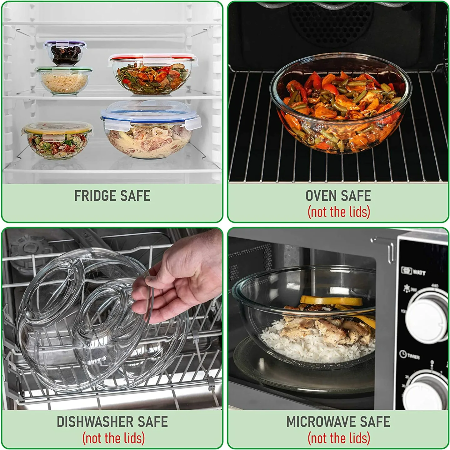 Nesting Glass Mixing Bowls with Lids - Set of 5