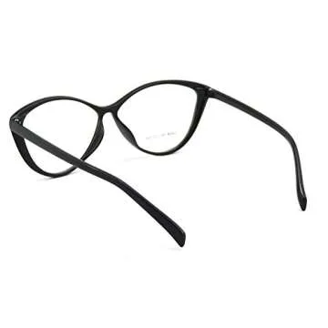 SHINU Ladies Cateye Glasses Frames Blue Light Blocking Computer Glasses Women Anti Fatigue Gaming Eyeglasses Anti Blue Light Clear Lens-5865(black,anti blue light)