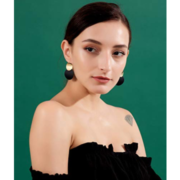 LILIE&WHITE Round Curved Drop Earrings With Radiant Golden Discs For Women