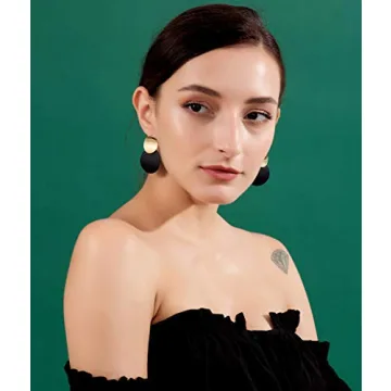 LILIE&WHITE Round Curved Drop Earrings With Radiant Golden Discs For Women