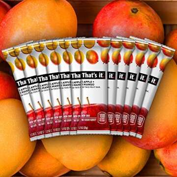 That's it. Apple + Mango 100% Natural Real Fruit Bar, Best High Fiber Vegan, Gluten Free Healthy Snack, Paleo for Children & Adults, Non GMO No Sugar Added, 12 Count (Pack of 1)