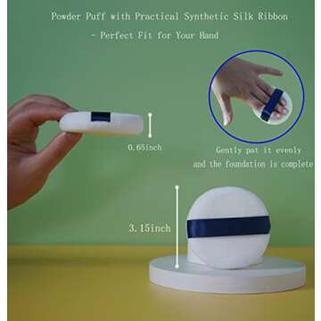 Powder Puff - 3.15 Inch Ultra Soft Washable Velour Makeup Powder Puffs for Face Powder, Setting powder, Body powder, Loose Powder, Other powders