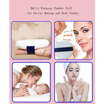 Powder Puff - 3.15 Inch Ultra Soft Washable Velour Makeup Powder Puffs for Face Powder, Setting powder, Body powder, Loose Powder, Other powders
