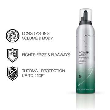 Joico Power Whip Whipped Foam | For Most Hair Types | Add Volume & Body | Thermal Heat, Humidity, & ...