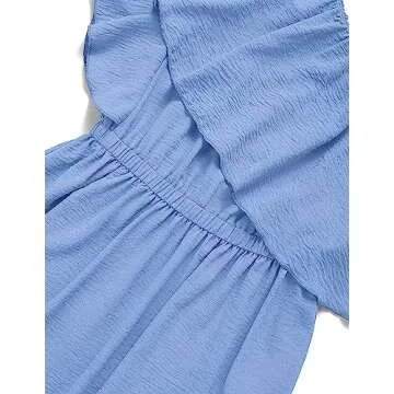 ZESICA Summer Boho One Shoulder Ruffle Dress