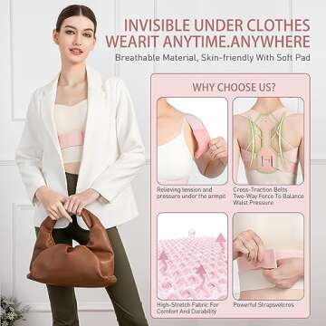 Stylish Pink Posture Corrector for Women - Adjustable and Comfortable