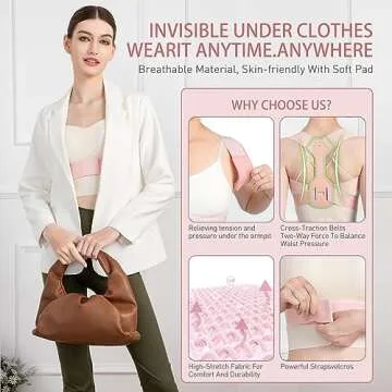 Stylish Pink Posture Corrector for Women - Adjustable and Comfortable