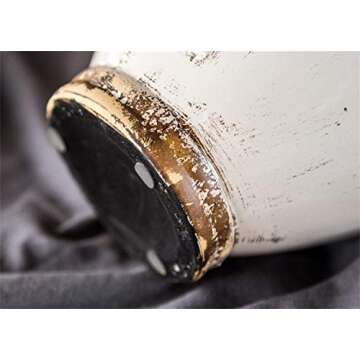 Soyizom Unique Shabby Chic White Rustic Ceramic Vase, 17cm Height, Suitable for Tabletop, Kitchen, Office, Living Room Decoration