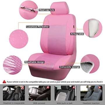 Stylish CAR PASS Pink Leather Seat Covers - Universal Fit