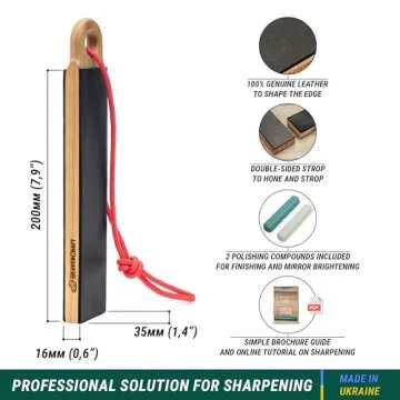 BeaverCraft LS9P02 Leather Strop - Knife Honing Kit with Polishing Compound