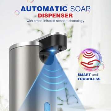 Automatic Soap Dispenser Touchless, 11.5oz Waterproof Hand Soap and Liquid Dish Soap Dispenser with ...