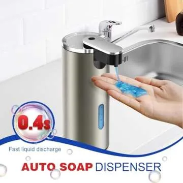 Automatic Soap Dispenser Touchless, 11.5oz Waterproof Hand Soap and Liquid Dish Soap Dispenser with Ultra-Sensitive Infrared Sensor and 3 Adjustable Levels for Kitchen, Bathroom, Shower