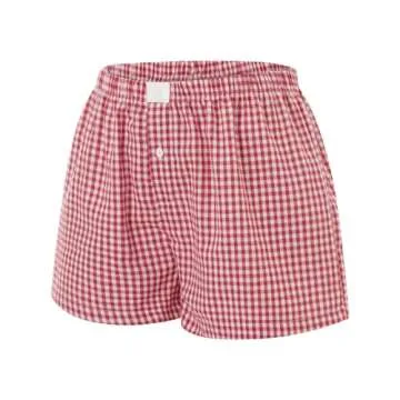 KOSUSANILL Y2K Boxer Shorts for Womens Low Waist Plaid Print Button Front Gingham Lounge Bottoms Paj...
