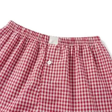 KOSUSANILL Y2K Boxer Shorts for Womens Low Waist Plaid Print Button Front Gingham Lounge Bottoms Pajama Sleep Shorts Pj Pants (Red, S), Small