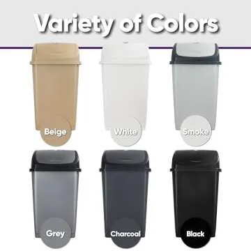 Superio Kitchen Trash Can 13 Gallon with Swing Lid, Plastic Tall Garbage Can Outdoor and Indoor, Large 52 Qt Recycle Bin and Waste Basket for Home, Office, Garage, Patio, Restaraunt (Grey/Black)