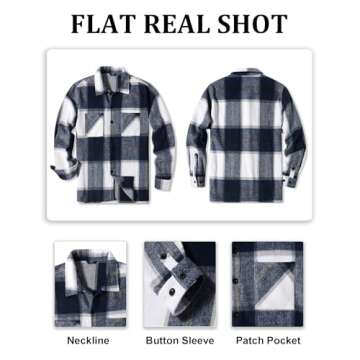 COOFANDY Mens Lapel Shirt Long Sleeve Flannel Shirt Jackets Casual Button Down Plaid Shacket