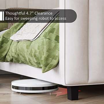 AMERLIFE Queen Size Bed Frame, Velvet Upholstered Platform Bed with Vertical Channel Tufted Headboard & Footboard/Wingback, Mattress Foundation with Wood Slats, No Box Spring Needed, Cream