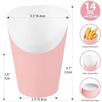 CUSINIUM 14 oz Pink French Fry Cups - Perfect for Charcuterie and Snacks!