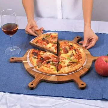 Loticy 12" Bamboo Pizza Plate Set - 7 Plates Total