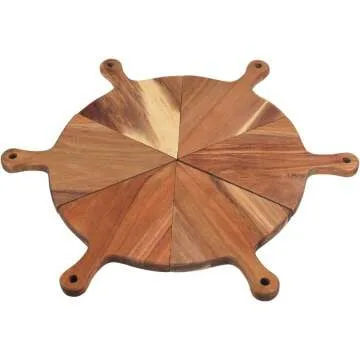 Loticy 12" Bamboo Pizza Plate Set - 7 Plates Total