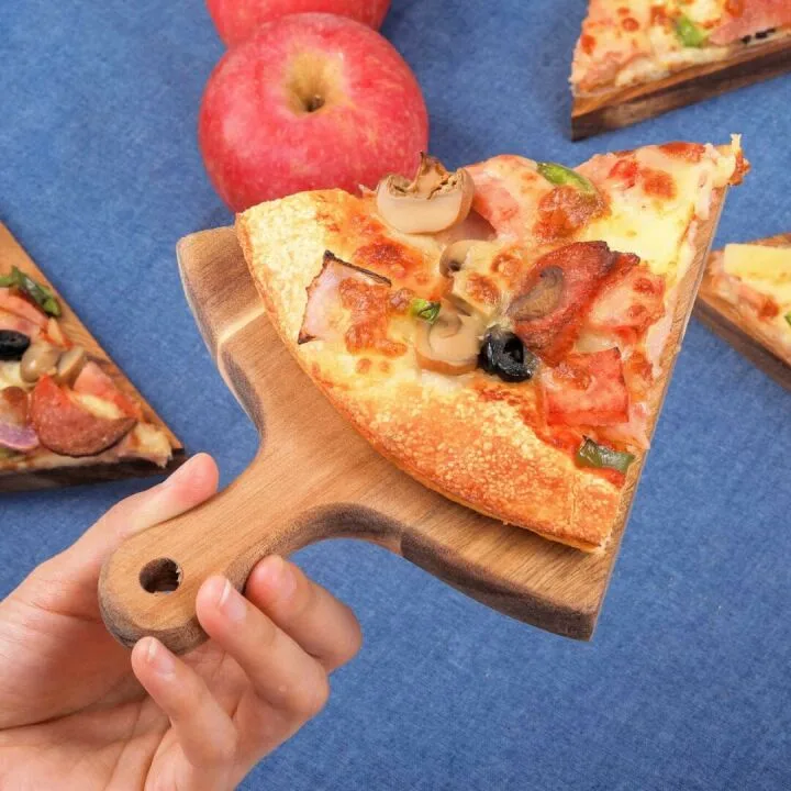 Loticy 12" Bamboo Pizza Plate Set - 7 Plates Total