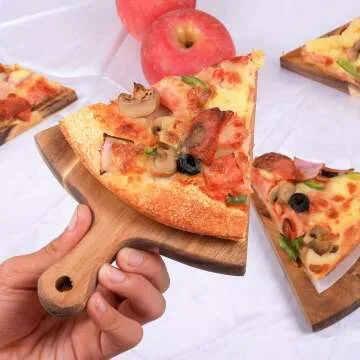 Loticy 12" Bamboo Pizza Plate Set - 7 Plates Total