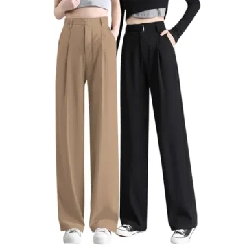 Betusline Women's Wide Leg High Waisted Dress Pants - Stylish & Comfortable Office Trousers