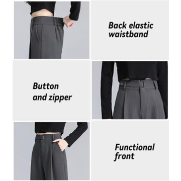 Betusline Women's Wide Leg High Waisted Office Dress Pants