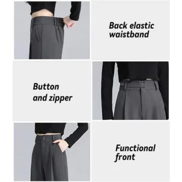 Betusline Women's Wide Leg High Waisted Office Dress Pants