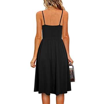 YATHON Women's Spaghetti Straps Party Sundress 2024 Casual Beach Summer Dresses (M, YT090-Black)