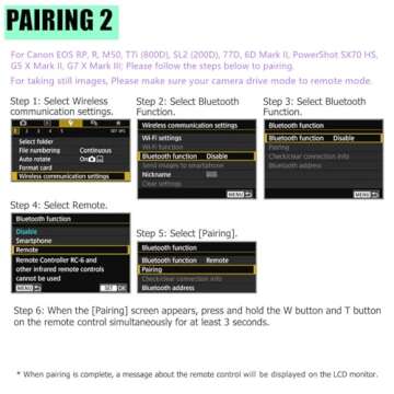 Wireless Camera Remote Shutter Release for Canon R3/ R7/ R10/ M50/ EOS M6 Mark II/R/RP /90D /6D Mark II /R5/ R6 /800D /850D /250D/Rebel SL2 /T7i /G5 X Mark II /G7 X Mark III, Replace Canon BR-E1