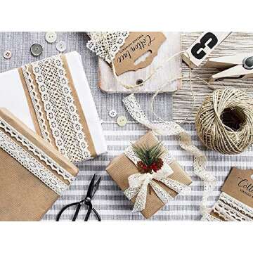 Geefuun 24Pieces Christmas Artificial Pine Needle/Pick Decorations 1 Pack Jute Twine Rope - Xmas Party Gift Wrapping Decor Wreaths Arrangement Tree Ornaments Wedding Supplies