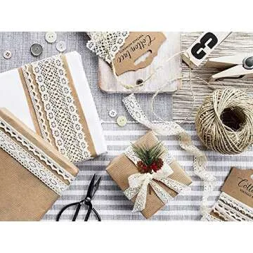 Geefuun 24Pieces Christmas Artificial Pine Needle/Pick Decorations 1 Pack Jute Twine Rope - Xmas Party Gift Wrapping Decor Wreaths Arrangement Tree Ornaments Wedding Supplies