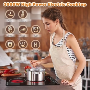 Upgrade Your Cooking with the 2 Burner Electric Cooktop - 3000W, Child Lock & Timer Features