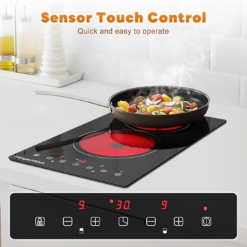 2 Burner Electric Cooktop with Child Lock & Timer | 3000W Ceramic Stove