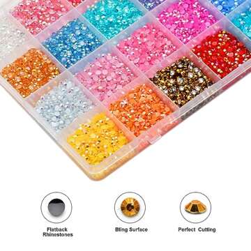 Liiouer 3mm Rainbow Rhinestones Set, Crystal Bling Colorful Rhinestones for Crafts, Non-Hotfix Flatback Resin Colored Jelly Rhinestones for Tumblers, Clothes, Shoes, Nail Art Decoration (24000pcs)