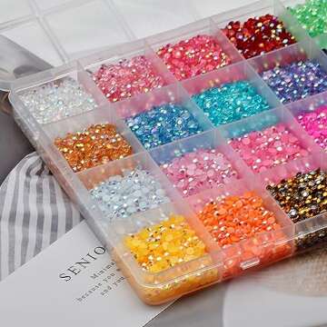 Liiouer 3mm Rainbow Rhinestones Set, Crystal Bling Colorful Rhinestones for Crafts, Non-Hotfix Flatback Resin Colored Jelly Rhinestones for Tumblers, Clothes, Shoes, Nail Art Decoration (24000pcs)