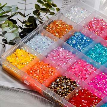 Liiouer 3mm Rainbow Rhinestones Set, Crystal Bling Colorful Rhinestones for Crafts, Non-Hotfix Flatback Resin Colored Jelly Rhinestones for Tumblers, Clothes, Shoes, Nail Art Decoration (24000pcs)