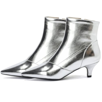 DINTAHA Shiny Glitter Boots for Women, Stylish Low Heel
