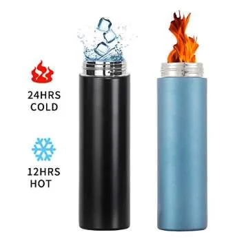 17oz Stainless Steel Vacuum Insulated Flask with Tea Leaf Strainer Filter Double Wall Coffee cup Travel Tumbler(Glossy Black)