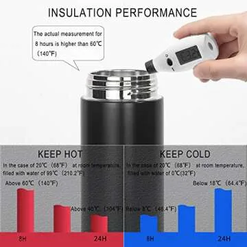 17oz Stainless Steel Vacuum Insulated Flask with Tea Leaf Strainer Filter Double Wall Coffee cup Travel Tumbler(Glossy Black)