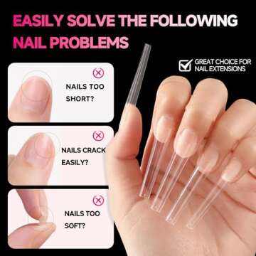 UNA GELLA Extra Long Coffin Nail Tips No C Curve 504PCS XXL Coffin Nails Half Cover Long Coffin Gel x Nails Tips Clear Fake False Nails Long Gel Extensions for Nail Art Salon Home DIY No Need File